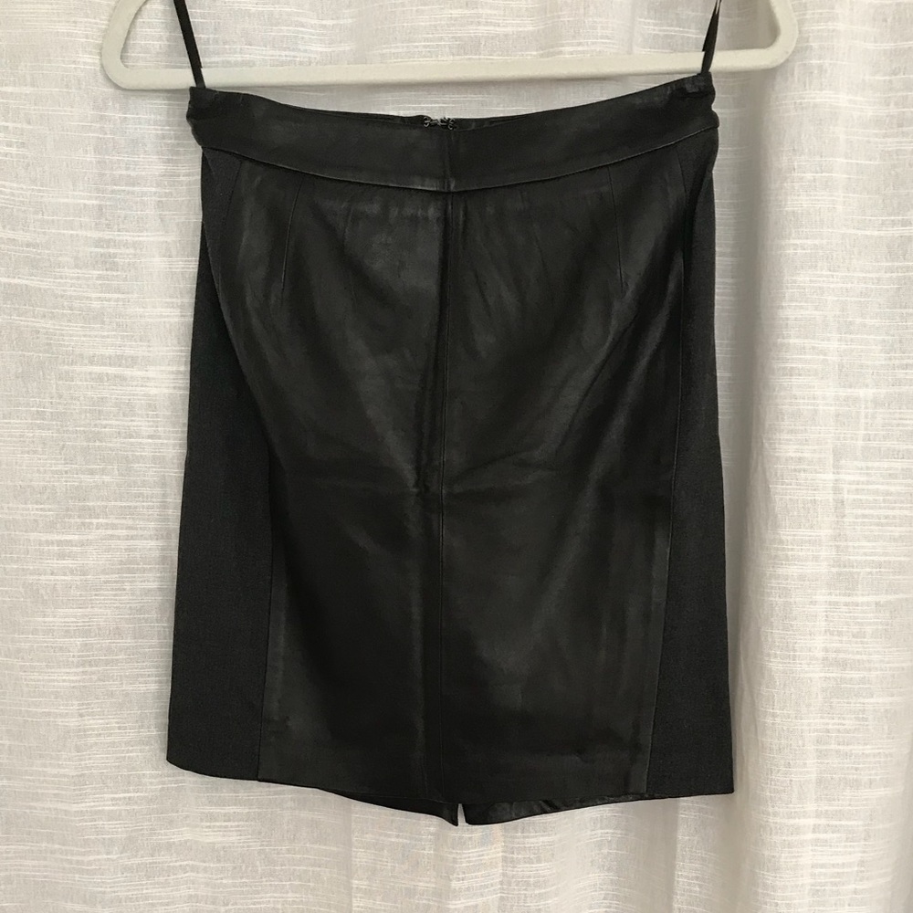 Leather/Grey Flannel Skirt.